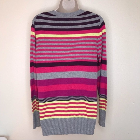 Old Navy Multicolor Stripe Deep V Neck Long Sleeve Sweater Women Size Large - Picture 4 of 11